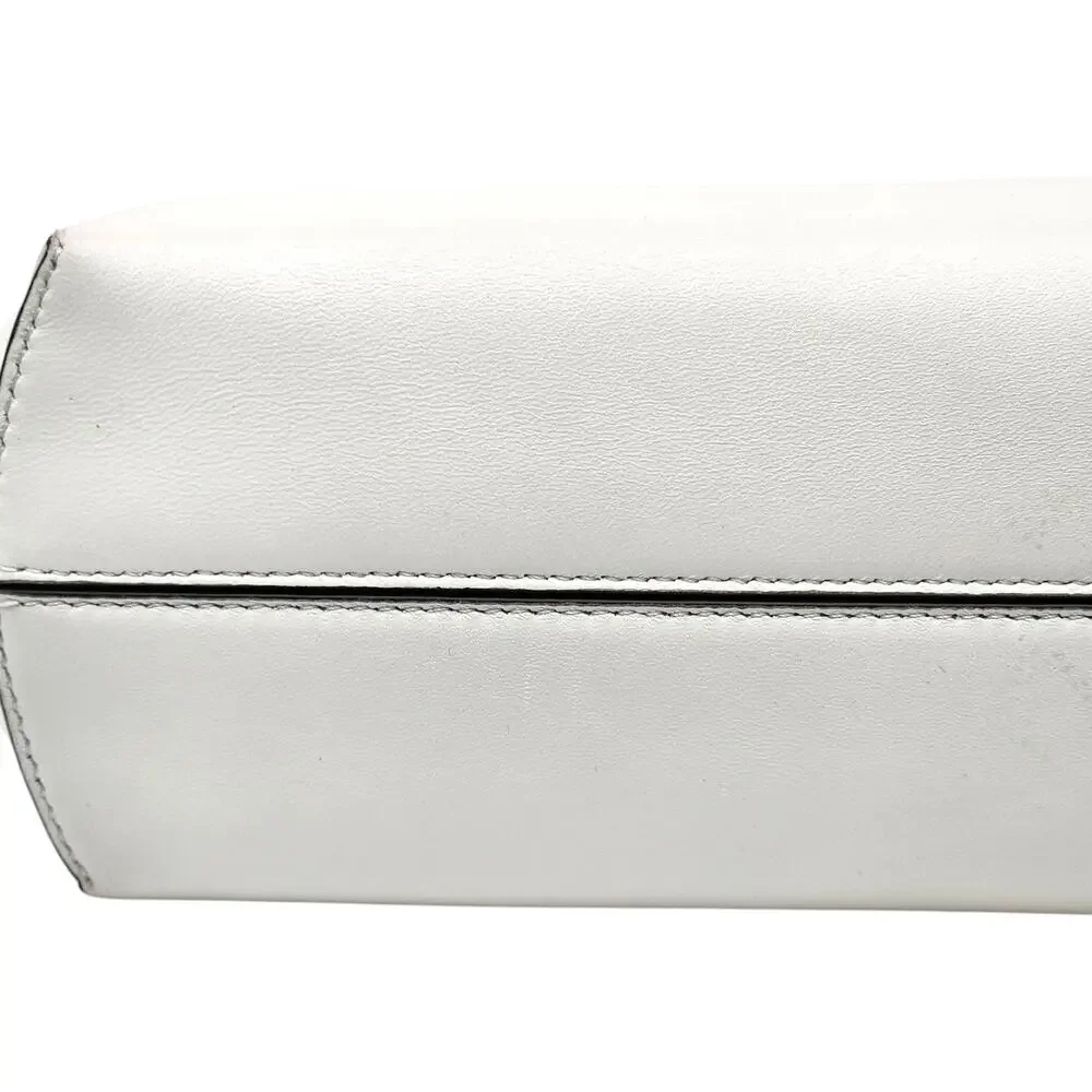 Fendi First Small White Leather Clutch Bag with Python Trim Gold Hardware - Picture 8 of 15